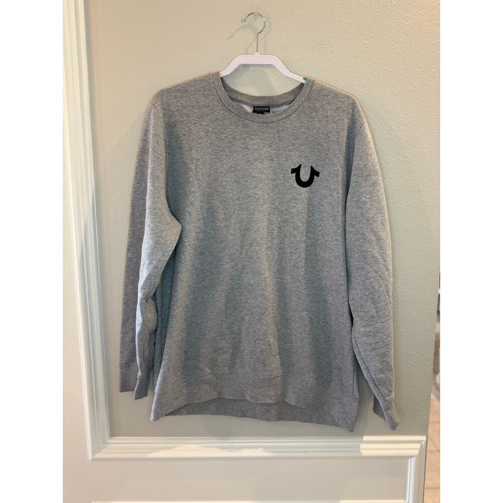 True Religion Unisex Grey Crewneck Fleece Sweatshirt Size 2XL